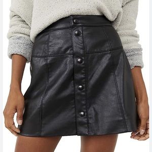 FREE PEOPLE Maisie Vegan Leather Black Mini Skirt
